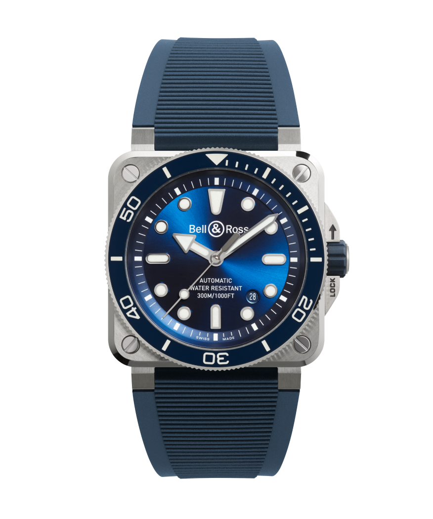 ベル&ロス BR-03 ダイバー ブルースチール 42mm BR03 DIVER BLUE STEEL BR03A-D-BLU-ST/SRB 箱 保証書 バンド SS/ラバー メンズ時計 ブルー 仕上げ済 美品 【中古】 BR-03 Diver Blue Steel – Bell & Ross