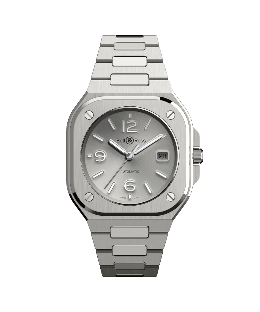 Bell & Ross BR 05 Grey Steel with a gray dial and integrated steel bracelet