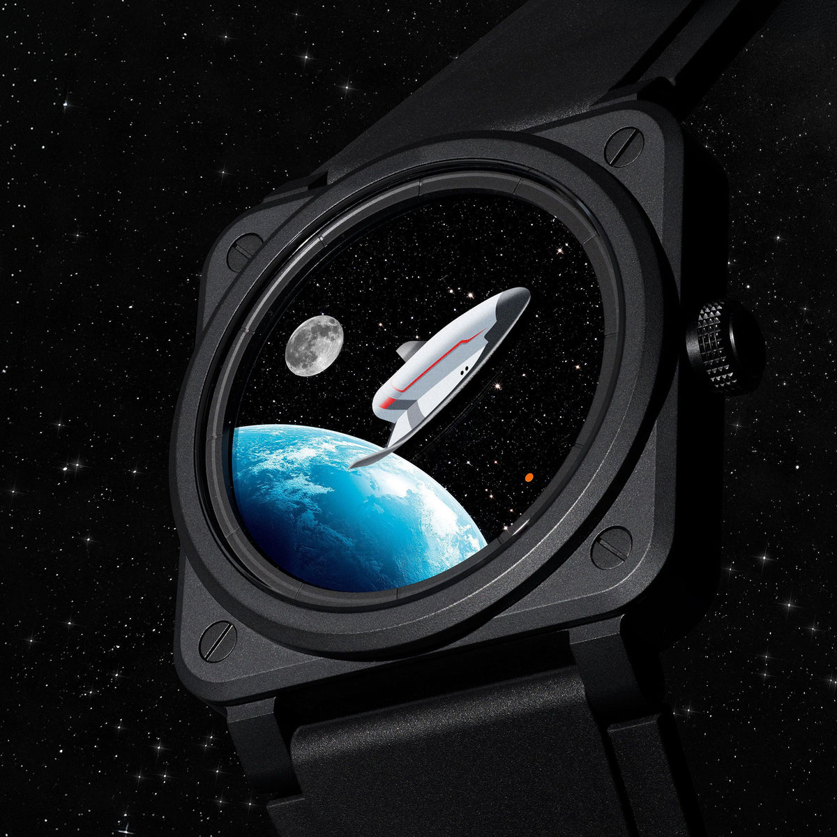Bell & Ross BR-03 Space Mission showing its rotating orbital display
